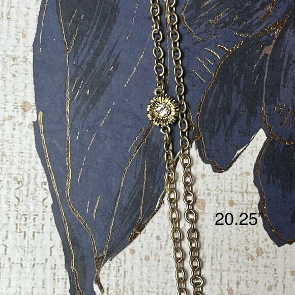 Estate Blue Dyed Quartz Pendant and Gold Tassel Chain Necklace D3 - Picture 9 of 9